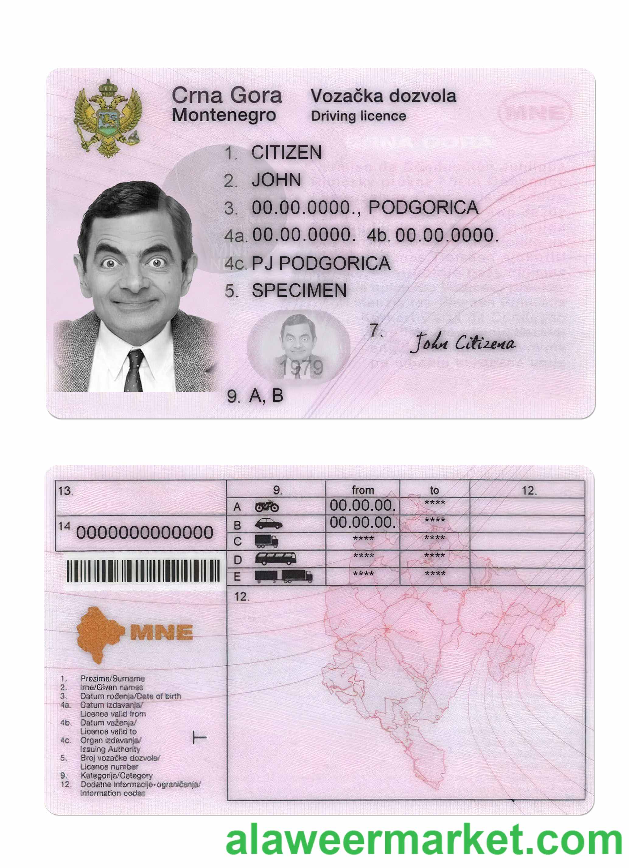 Montenegro driving license